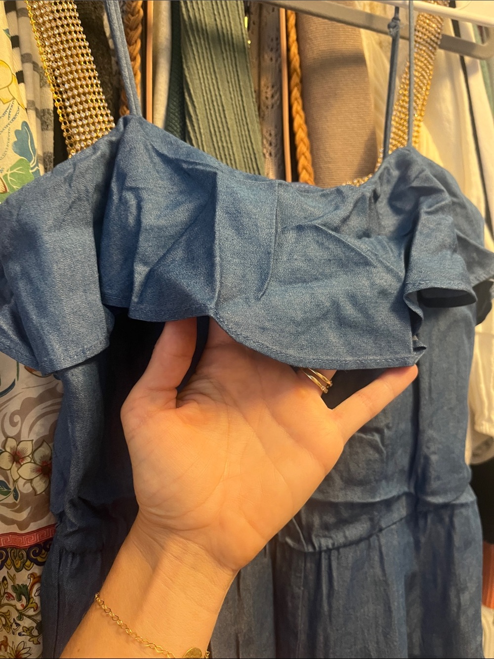 Denim-Look Ruffle jumpsuit - Picture 2 of 6